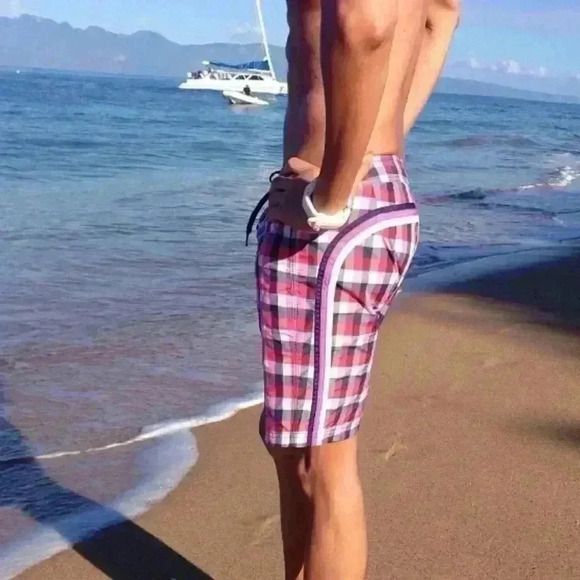 Sundek  Men's Nylon Classic Plaid Swim Shorts - Picture 3 of 6